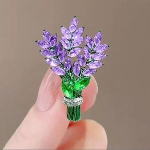 Elegant Purple and Green Floral Brooch